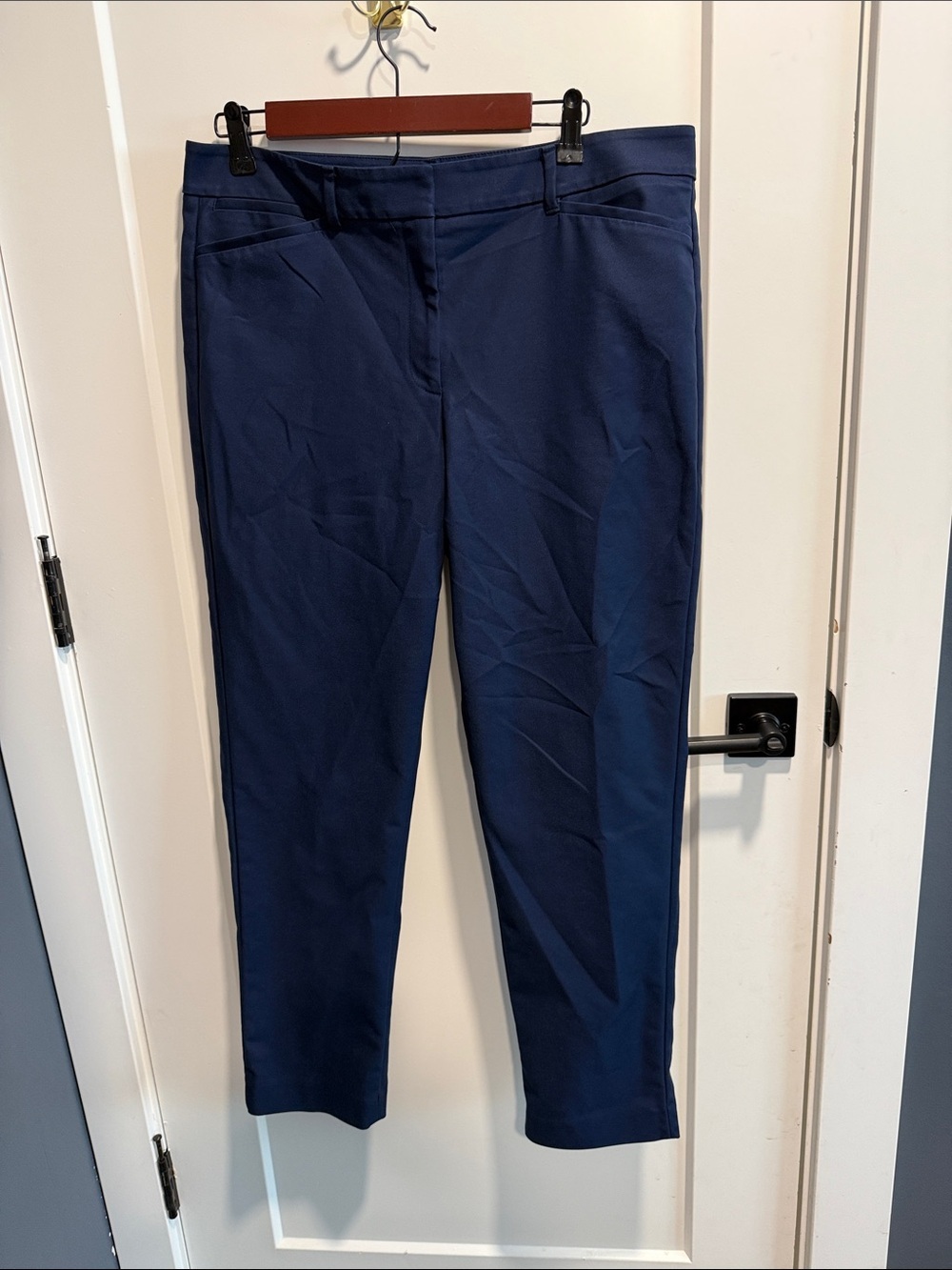 WHBM Navy The Slim Ankle Pants Size 12 Long EUC